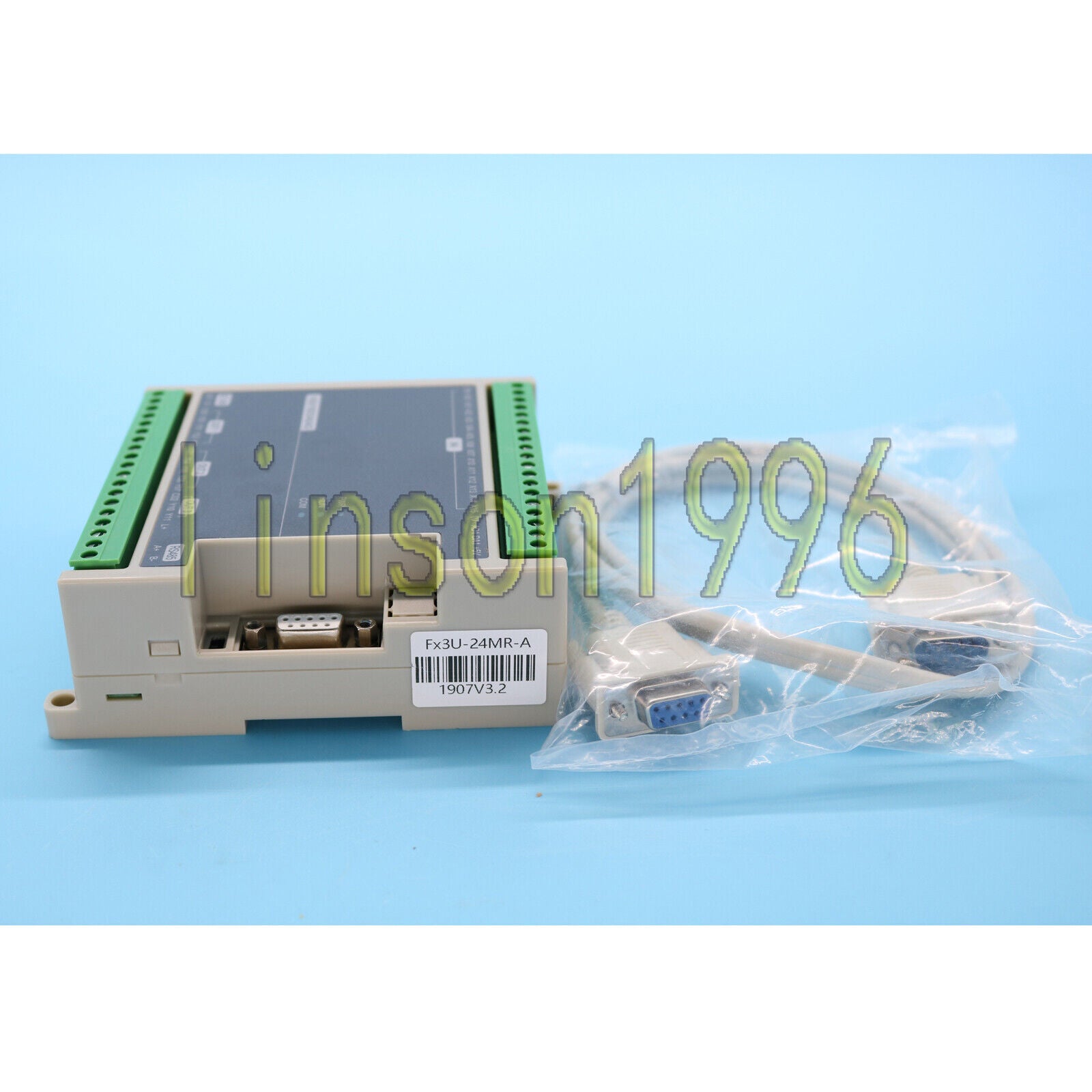 Mitsubishi FX3U-24MR High-Speed Control Board + Cable for PLC - MITSUBISHI