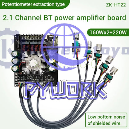 HT22 TDA7498E Bluetooth Power Amplifier Board 2.1 Channel 160W*2+220W Subwoofer