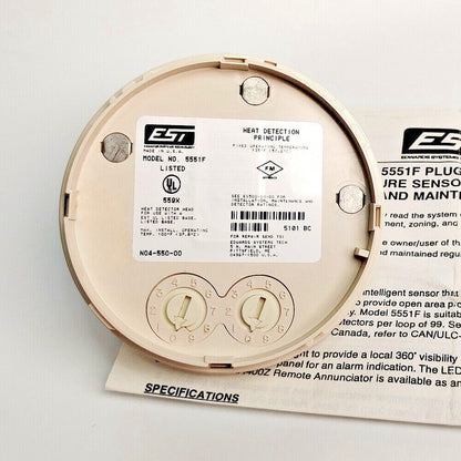 Edwards 5551F Heat Detector for Fire Alarm Systems - EDWARDS
