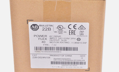 Original New AB 22B-D024N104 PowerFlex 40 11 kW 15 HP AC Drive - ORIGINAL NEW