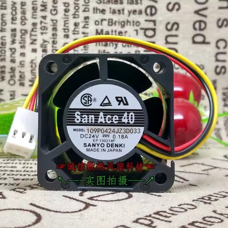 Sanyo 109P0424JZ3D033 4028 DC24V 0.18A 4-Wire Dual Ball Inverter Cooling Fan