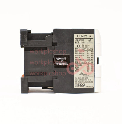 TECO CU-32R magnetic contactor, 50 Amp, 3 phase, 24v coil, 3A1a1b (NO and NC)