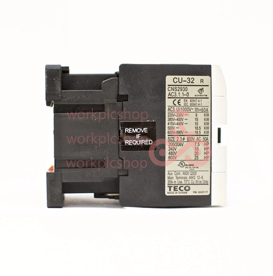 TECO CU-32R magnetic contactor, 50 Amp, 3 phase, 24v coil, 3A1a1b (NO and NC)