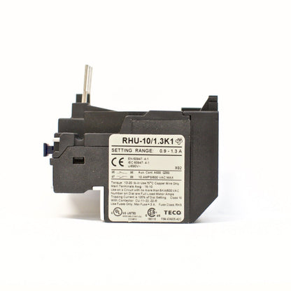 TECO RHU-10/1.3K1 Thermal Overload Relay, Amp Range: 0.9-1.3A - TECO