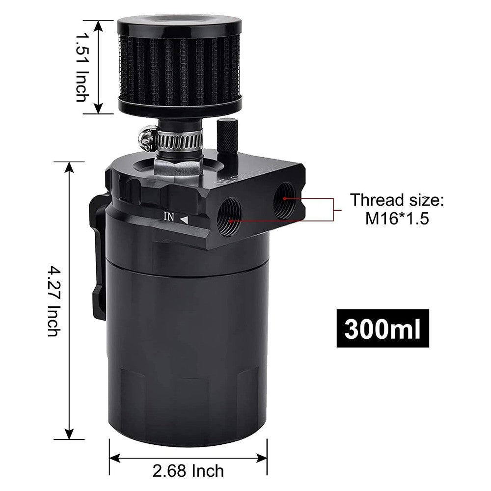 Universal Oil Catch Can Kit Reservoir Baffled Tank with Breather Filter Aluminum