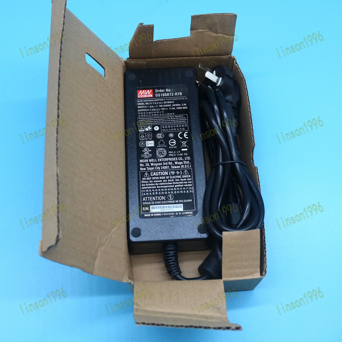 MEAN WELL 1-PC Desktop Adapter GS160A12-R7B Power Supply Charger - MEAN WELL