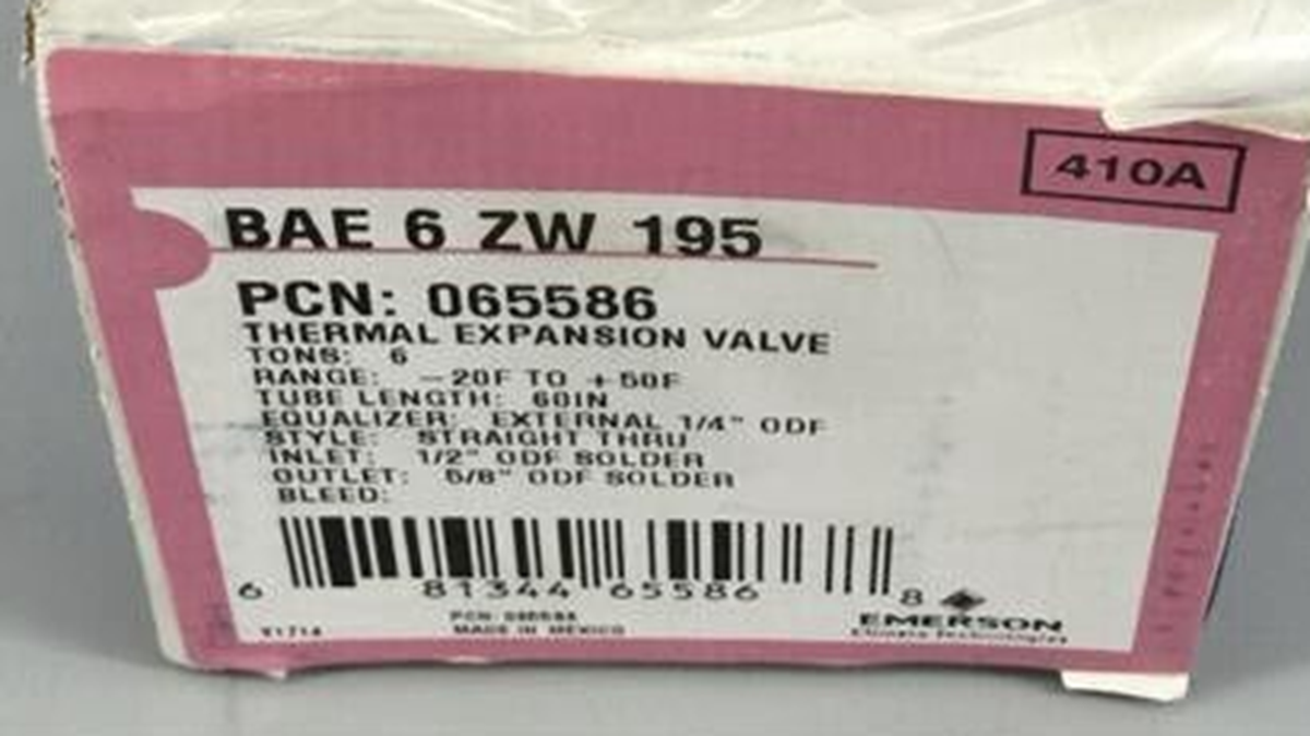 Emerson BAE 6 ZW 195 Thermal Expansion Valve