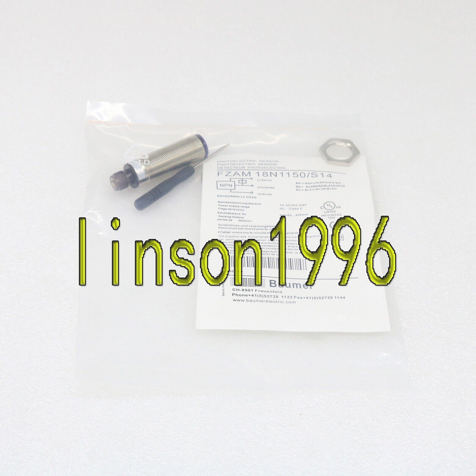 Baumer FZAM 18N1150/S14 Diffuse Sensor - BAUMER