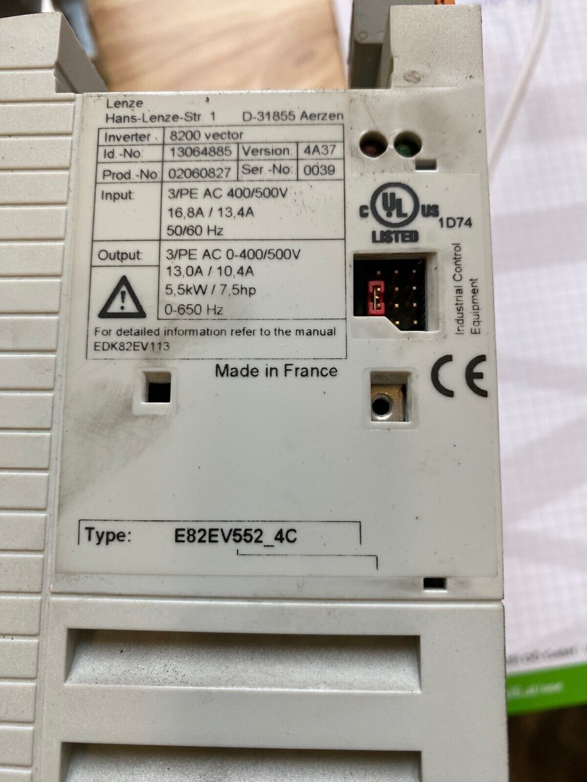 Lenze E82EV5524C - Used Inverter E82EV552_4C SHIP TESTED - LENZE