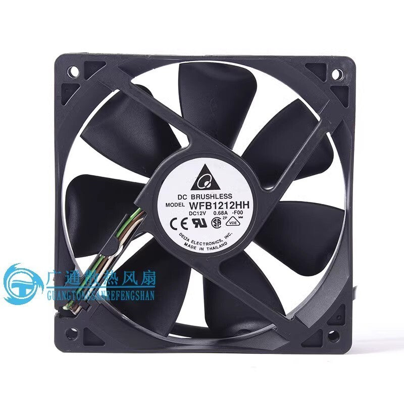 Delta WFB1212HH 12025 DC12V 0.68A 12CM 3-Wire High Airflow Dual Ball Fan