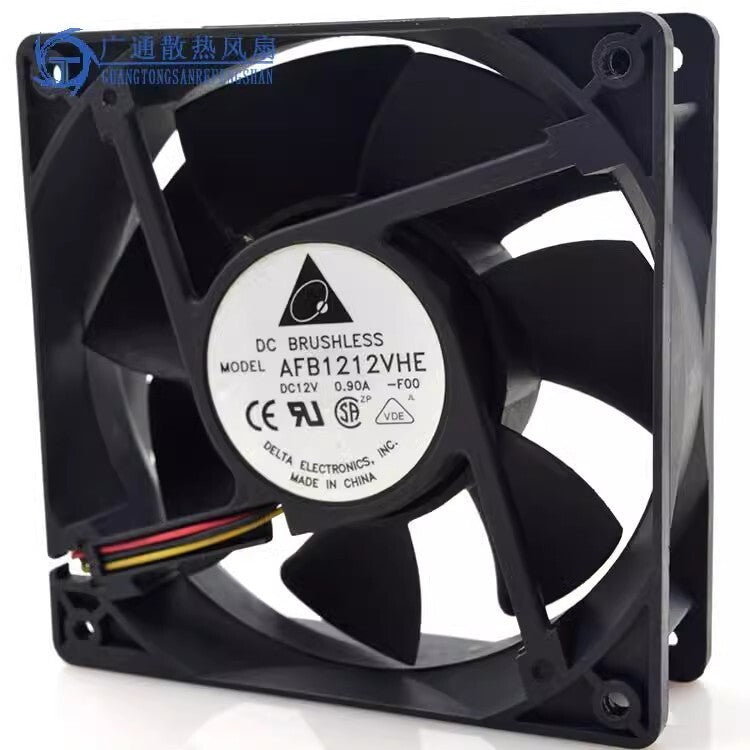 Delta AFB1212VHE 12038 DC12V 0.90A 12CM 3-Wire Dual Ball Cooling Fan