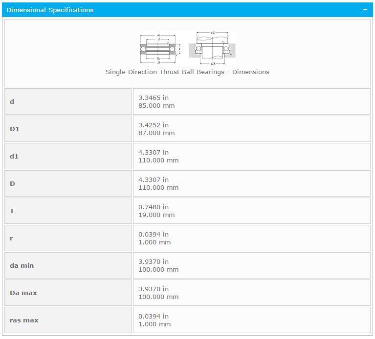 NTN 51117 Thrust Ball Bearing 85x87x110mm - NTN