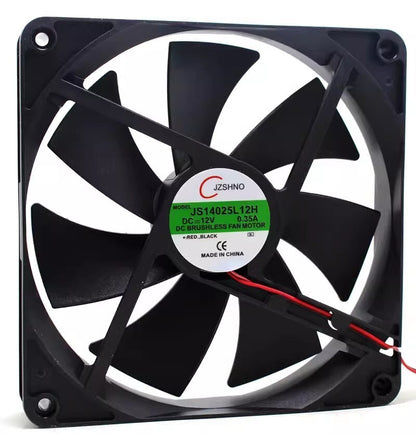 1PCS JS14025L12H 14025 DC12V 0.35A 14CM 2-Wire Silent Cooling Fan