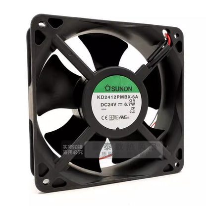 SUNON KD2412PMBX-6A 12038 DC24V 6.7W 12CM 2-Wire Dual Ball Cooling Fan