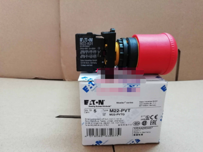 1PCS Emergency Stop Push Button Red M22-PVT/K01 - EATON MOELLER