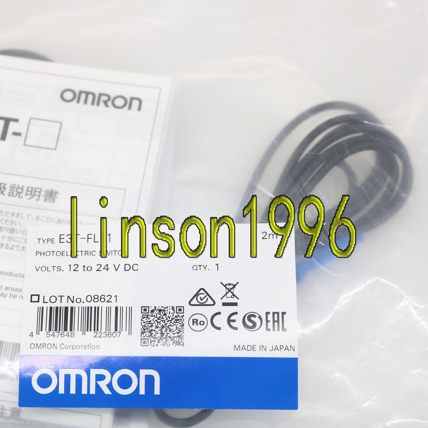 OMRON Photoelectric Sensor E3T-FL11 2M 1-Year Smart Sensor - OMRON