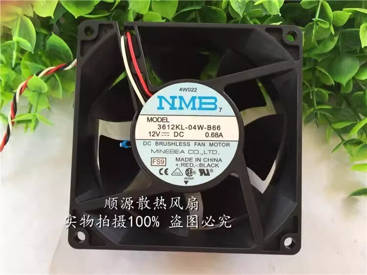 NMB 3612KL-04W-B66 DC12V 0.68A 90*90*32MM 3-Wire Server Cooling Fan