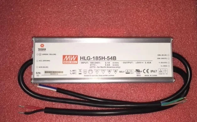 Meanwell HLG-185H-54B 54V 3.45A Waterproof LED Power Supply