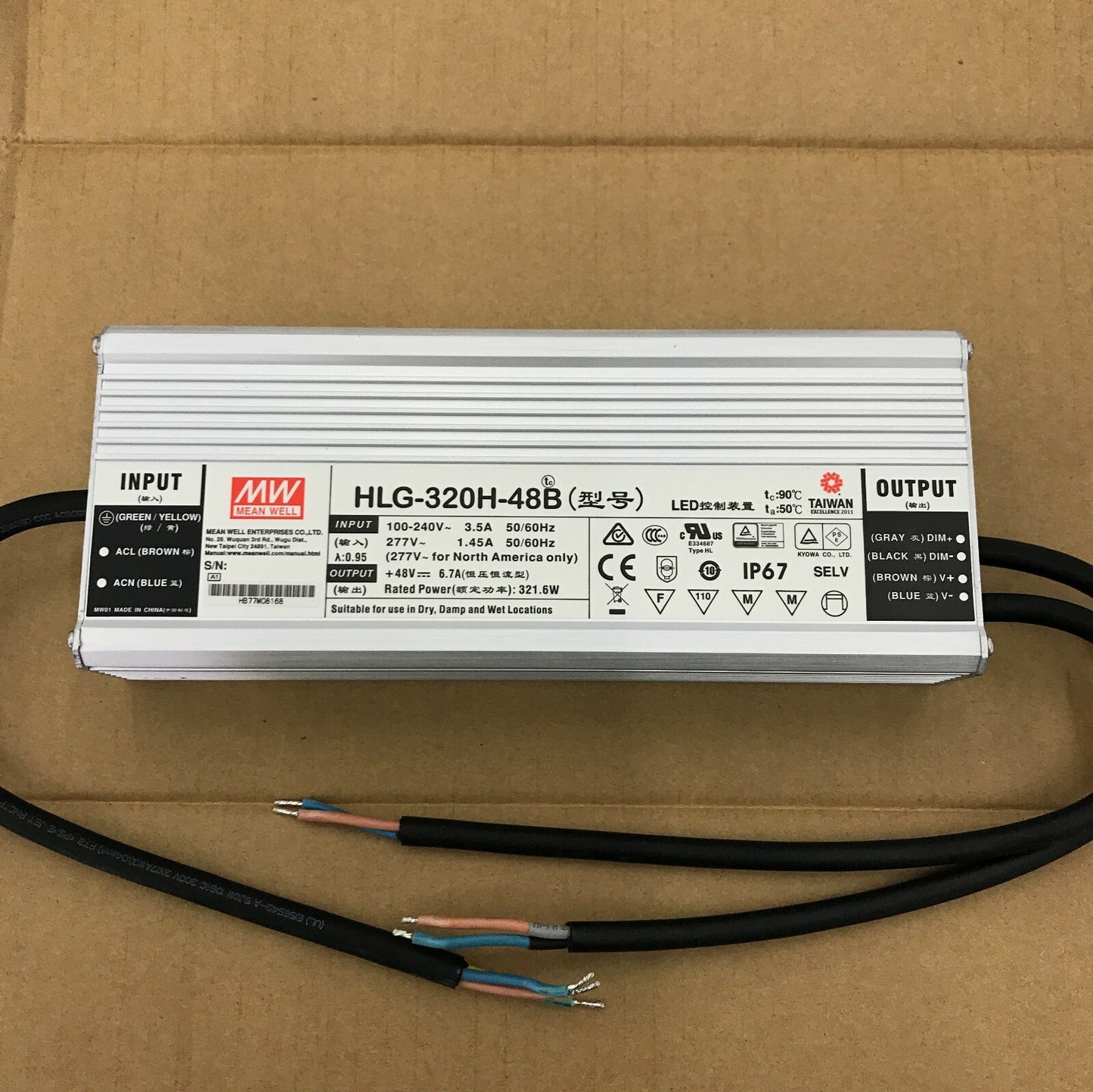 new 1 pcs MEAN WELL HLG-320H-48B 320W 48V6.7A power supply