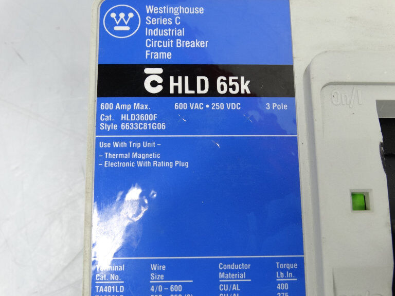 WESTINGHOUSE HLD3600F CIRCUIT BREAKER WESTINGHOUSE