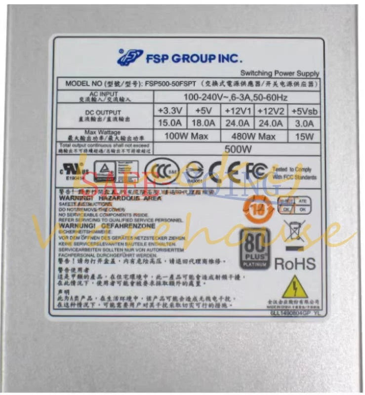 One FSP FSP500-50FSPT Power Supply Module 500W 90-240V