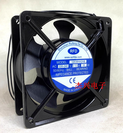 RFD 12038HA2HB 12038 AC220V-240V 18W 0.12A 12CM Metal Cooling Cabinet Fan
