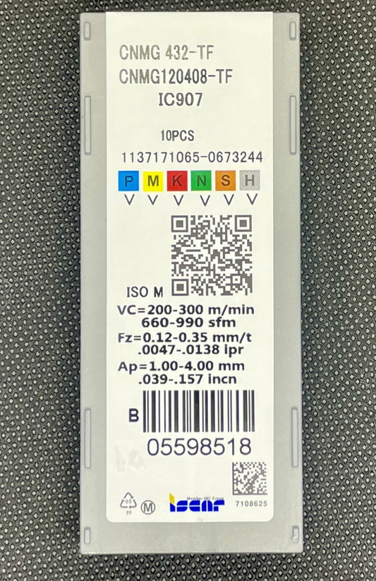 ISCAR CNMG 432-TF IC907  CNMG 120408-TF Carbide Inserts 10 PCS Free Shipping!