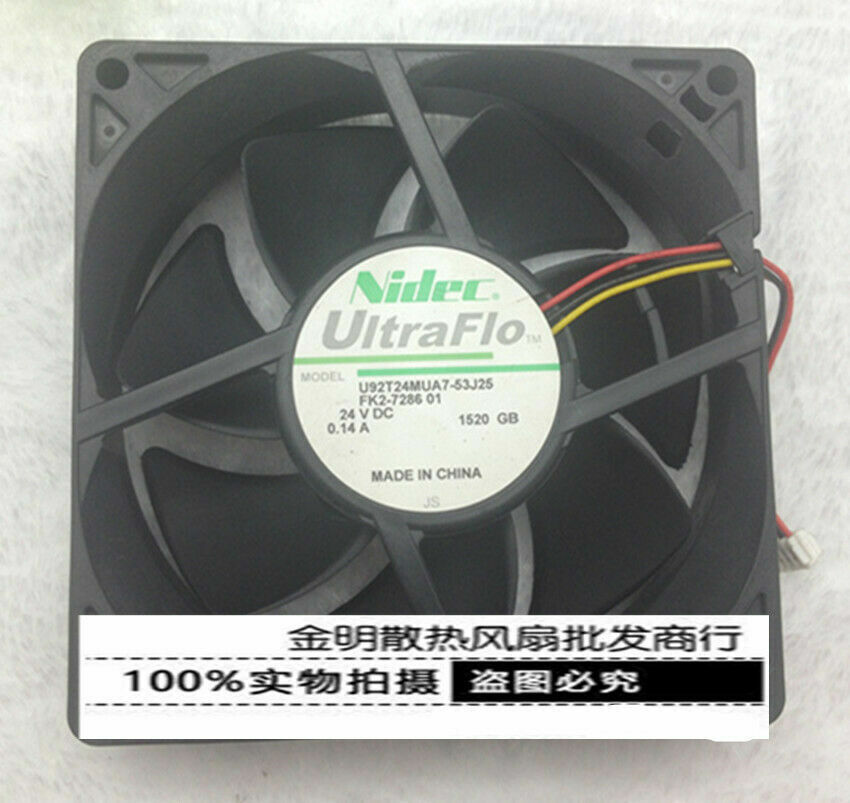 new Nidec 9cm 9025 U92T24MUA7-53J25 24V 0.14A 3-wire cooling fan