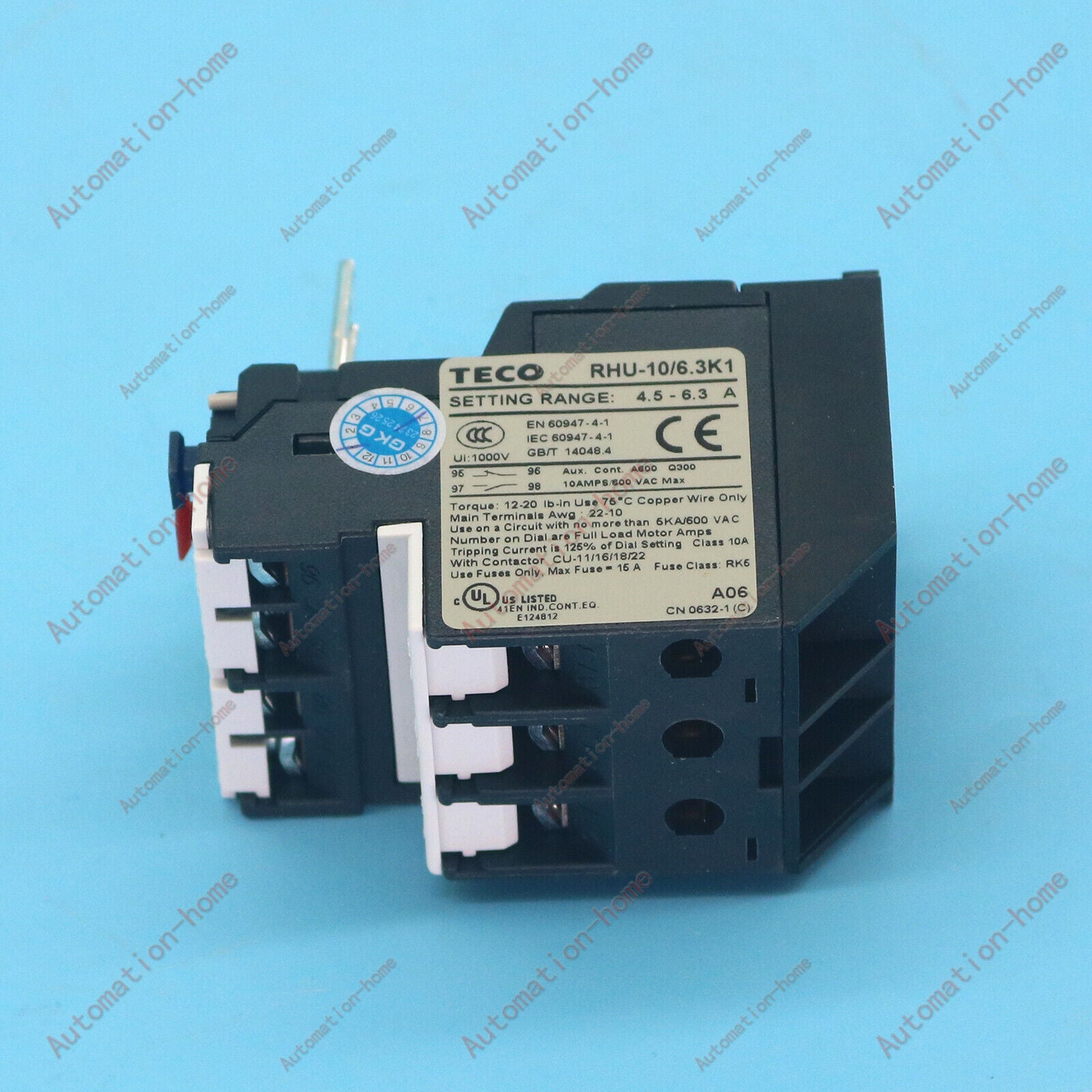 new 1PCS  For TECO RHU-10/6.3K1 4.5-6.3A Thermal overload relay#QW TECO