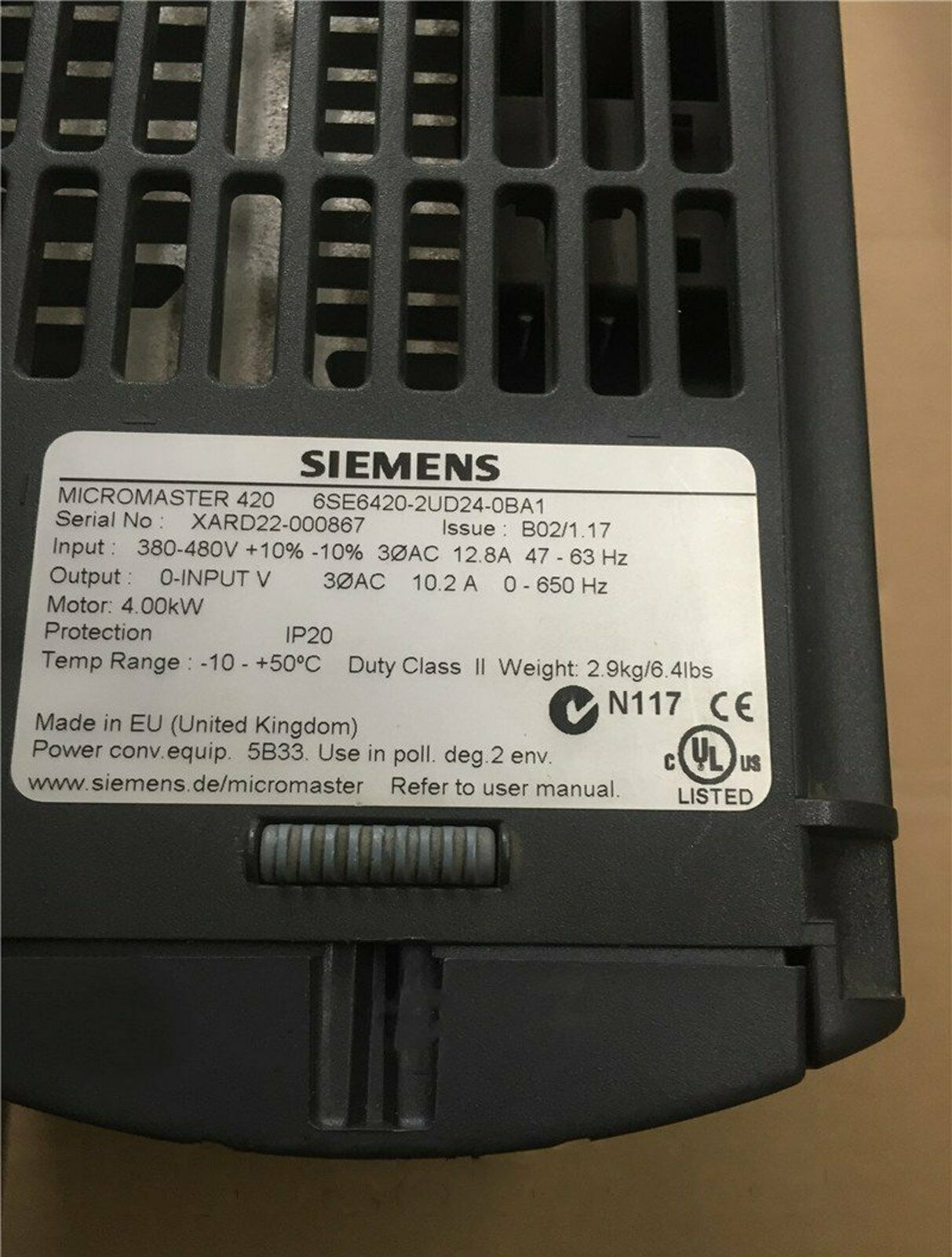 used ONE  Siemens 6SE6420-2UD24-0BA1 6SE64202UD240BA1 Tested Good Siemens