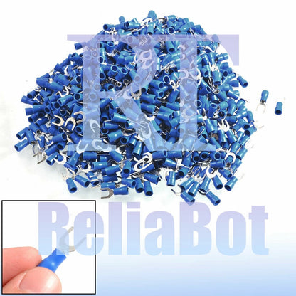 1000 Pcs SV2-5 AWG 16-14 Blue Pre Insulated Fork Terminals Connector