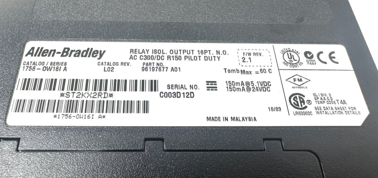 used Allen Bradley 1756-OW16I ControlLogix Isolated Relay Output Module - ALLEN BRADLEY