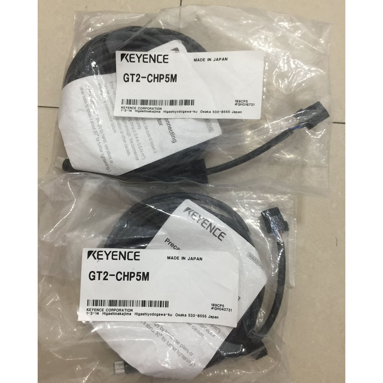 KEYENCE GT2-CHP5M Oil resistant sensor head cable - KEYENCE
