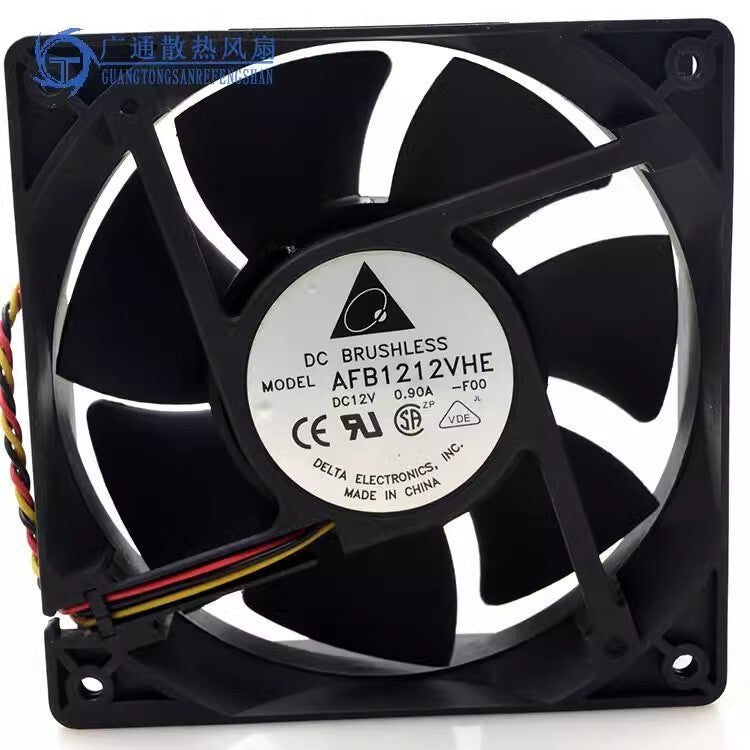 Delta AFB1212VHE 12038 DC12V 0.90A 12CM 3-Wire Dual Ball Cooling Fan