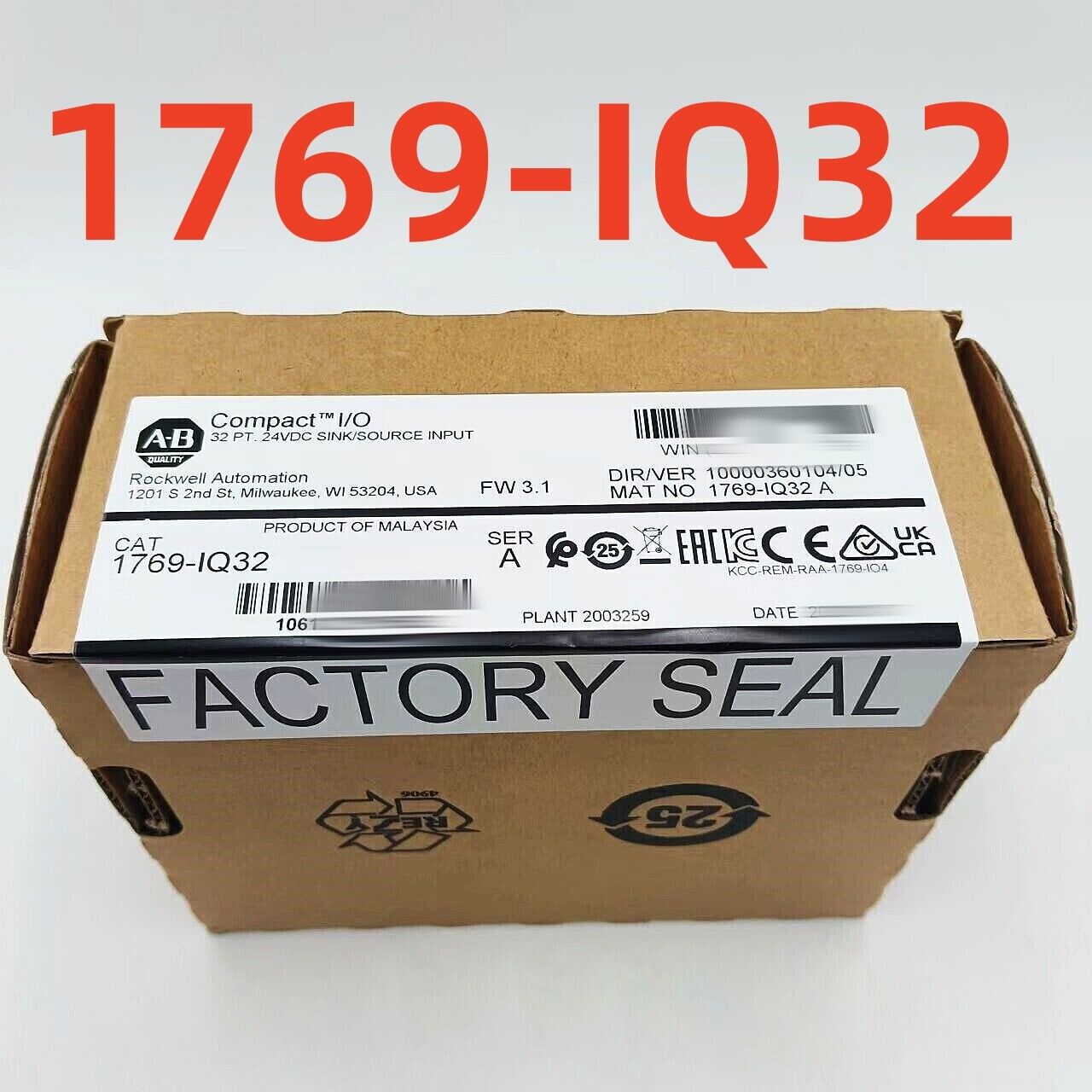 Sealed Allen Bradley 1769-IQ32 DC Input Module - ALLEN BRADLEY