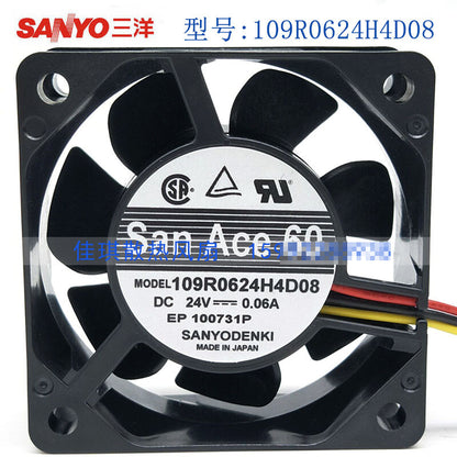 1pcs Sanyo 109R0624H4D08 6cm 6025 24V 0.06A inverter fan