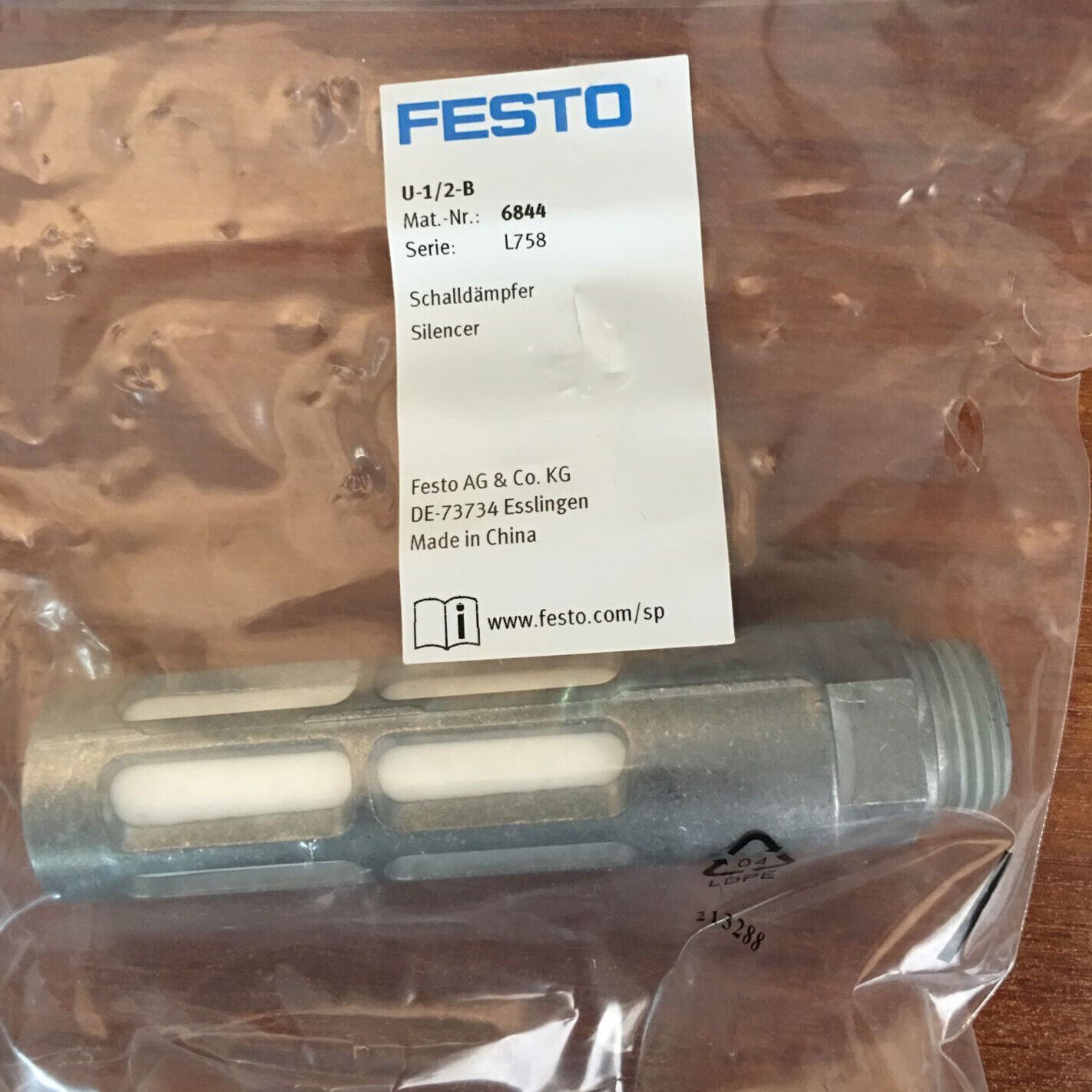 Festo Silencer U-1/2-B 6844 Unique Piece - FESTO