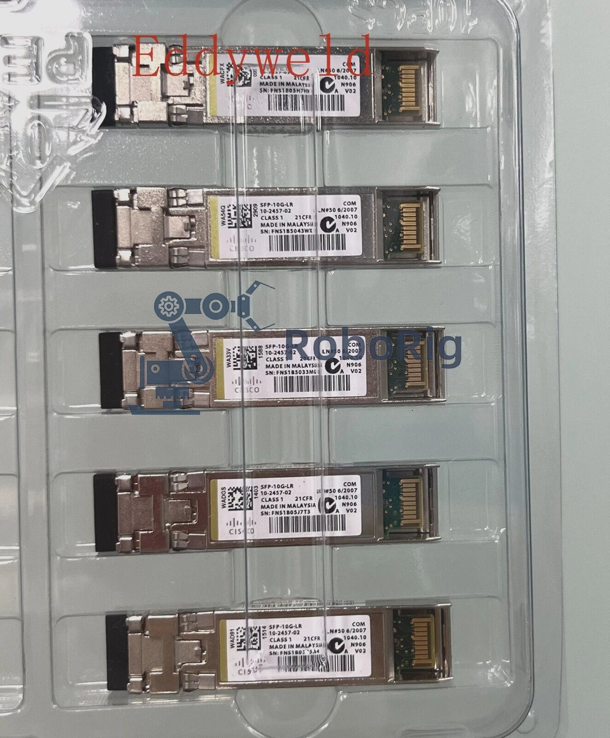 Lot of 10 Cisco SFP-10G-LR 10GBASE-LR SFP+, 1310nm, 10km, LC, SMF, Optic Module