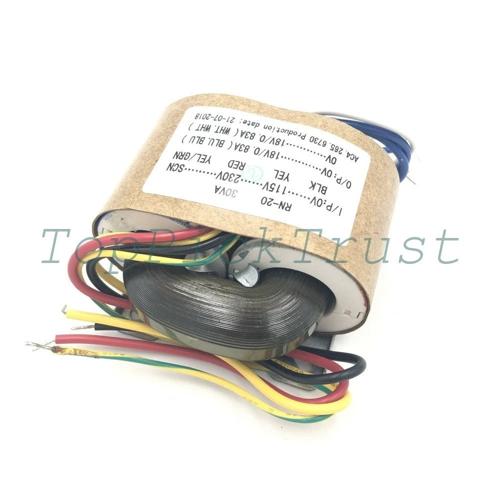 Transformer Audiophile 30W 30VA In 0-(115)-230V-SCN Out 9V 12V 15V 18V24V R-core
