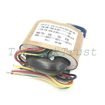 Transformer Audiophile 30W 30VA In 0-(115)-230V-SCN Out 9V 12V 15V 18V24V R-core
