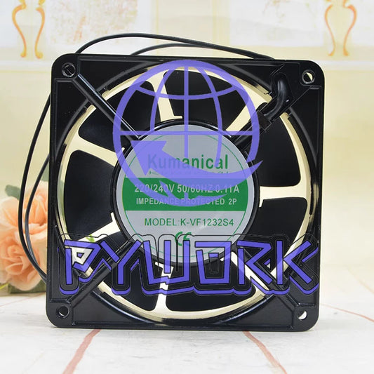 1PCS Kumanical Fan K-VF1232S4 AC220V 12038 12CM 2 Wire Aluminum frame fan
