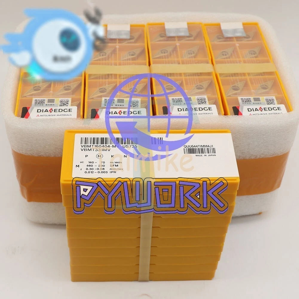 10PCS/BOX MITSUBISHI VBMT160404-MV US735 Carbide Inserts CNC