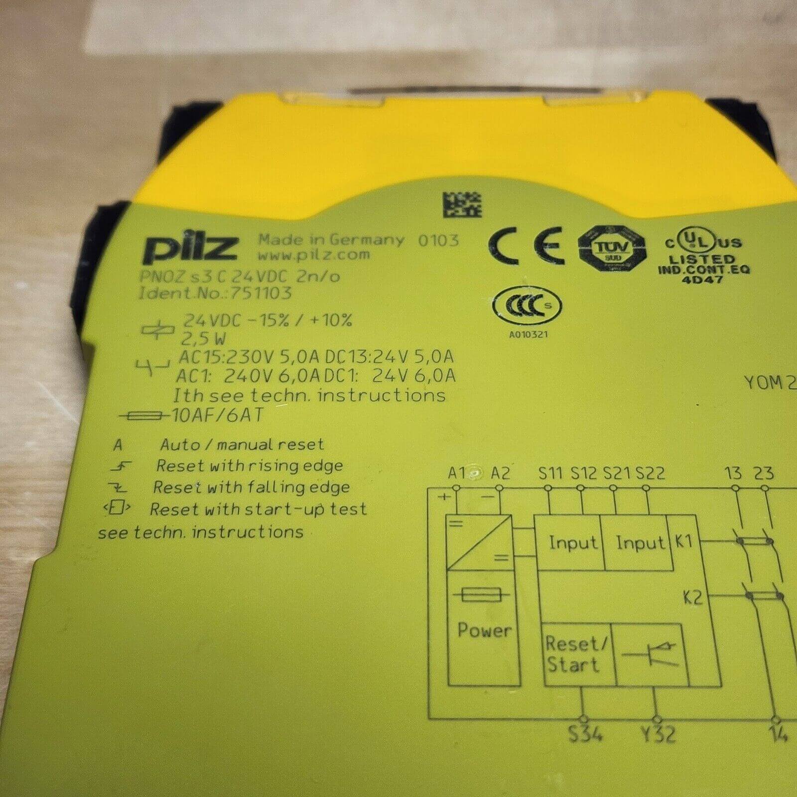 Pilz 751103 PNOZ S3 C Safety Relay 24VDC SHIP Pilz