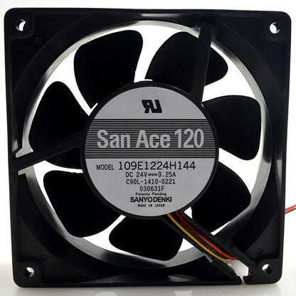 1pcs Sanyo 109E1224H144 12038 12CM 24V 0.25A 4-wire double ball cooling fan