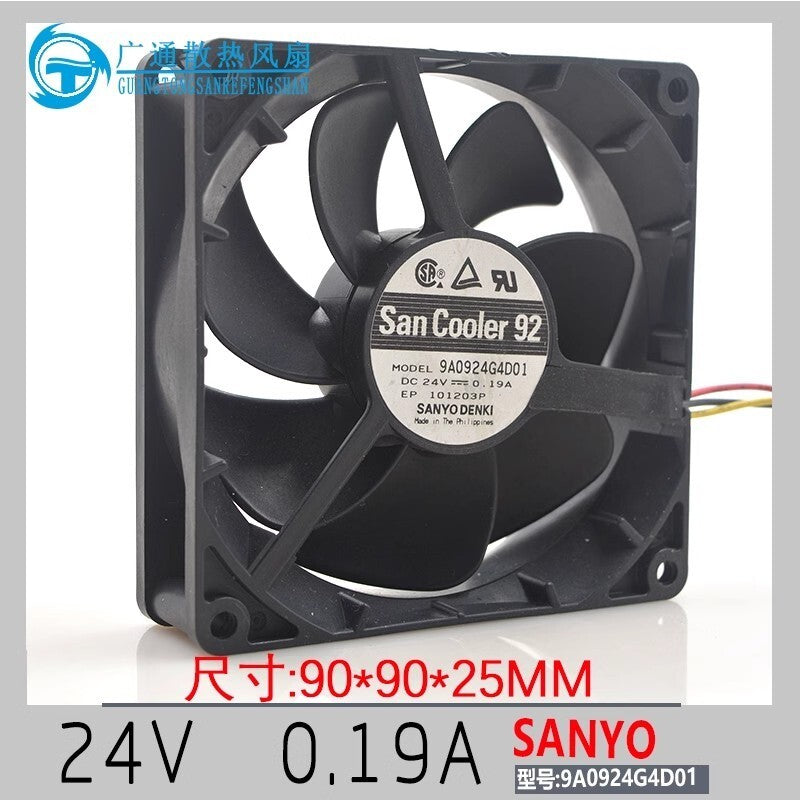 Sanyo 9A0924G4D01 9025 DC24V 0.19A 9CM 3-Wire Inverter Cooling Fan