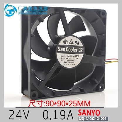 Sanyo 9A0924G4D01 9025 DC24V 0.19A 9CM 3-Wire Inverter Cooling Fan