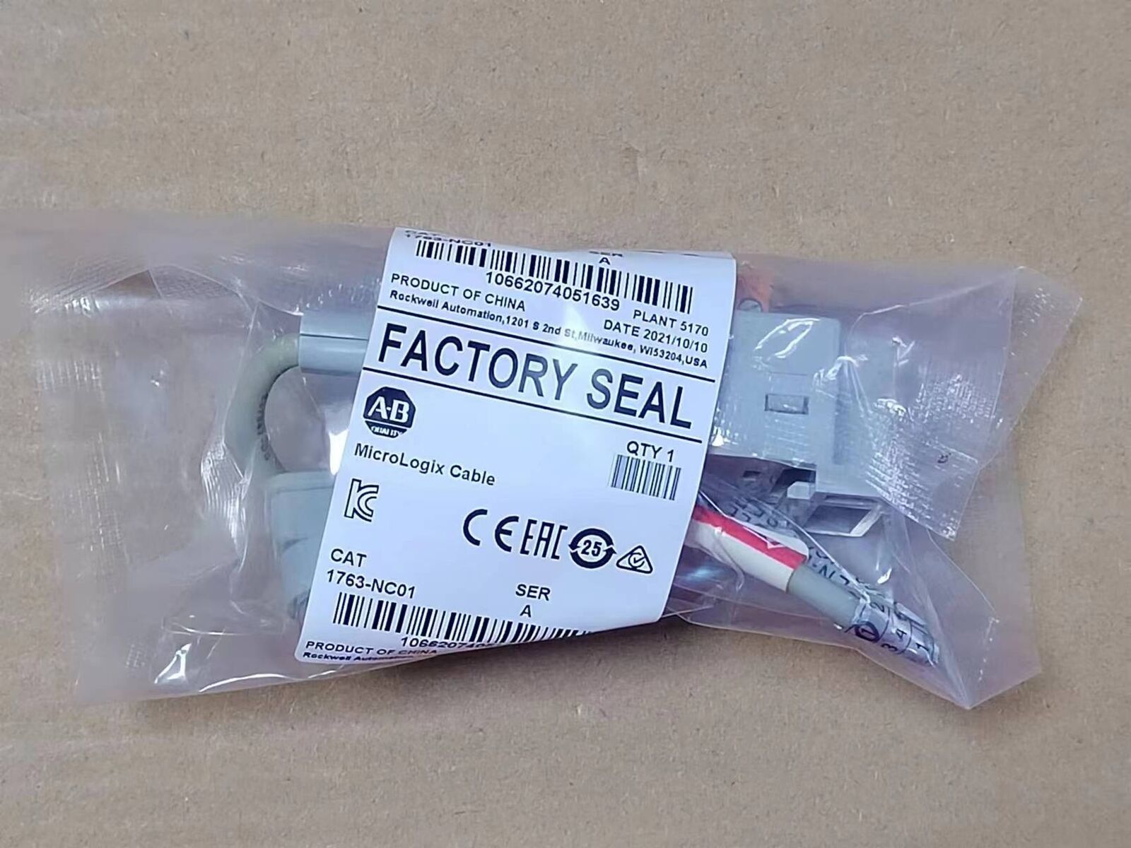 new for Allen Bradley 1763-NC01 MicroLogix DH-485 Comm Cable Surplus SEALED - ALLEN BRADLEY