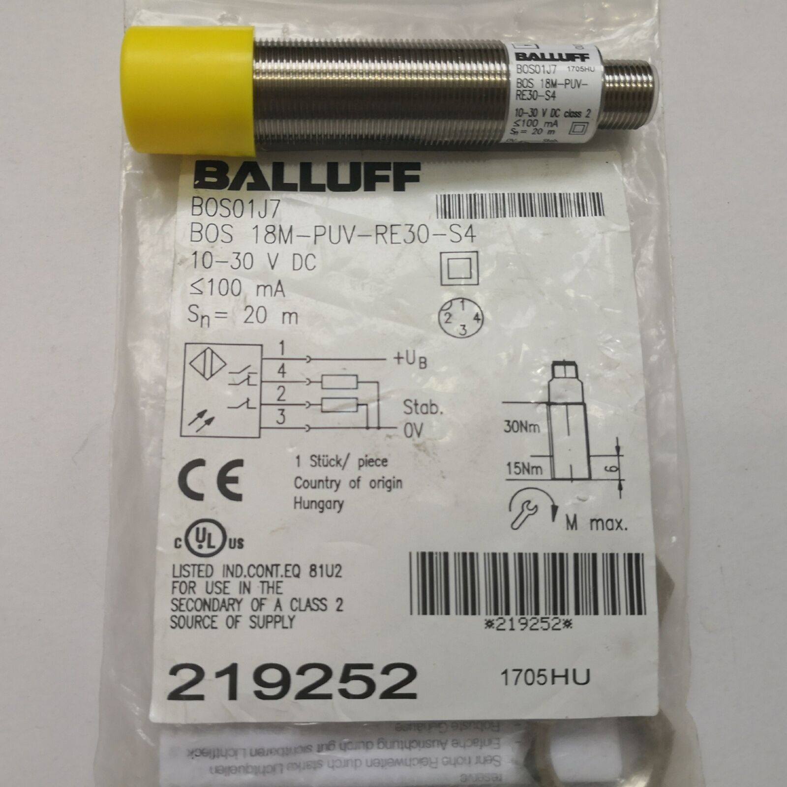 new 1pcs  balluff BOS 18M-PUV-RE30-S4 Proximity switch SHIP