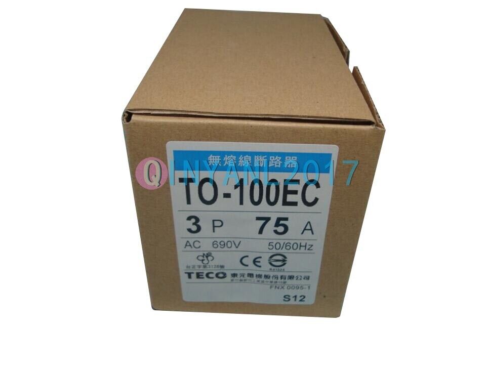 new 1PC  Teco Thermal-Magnetic Breaker TO-100EC-3P 75A TO-100EC 3P