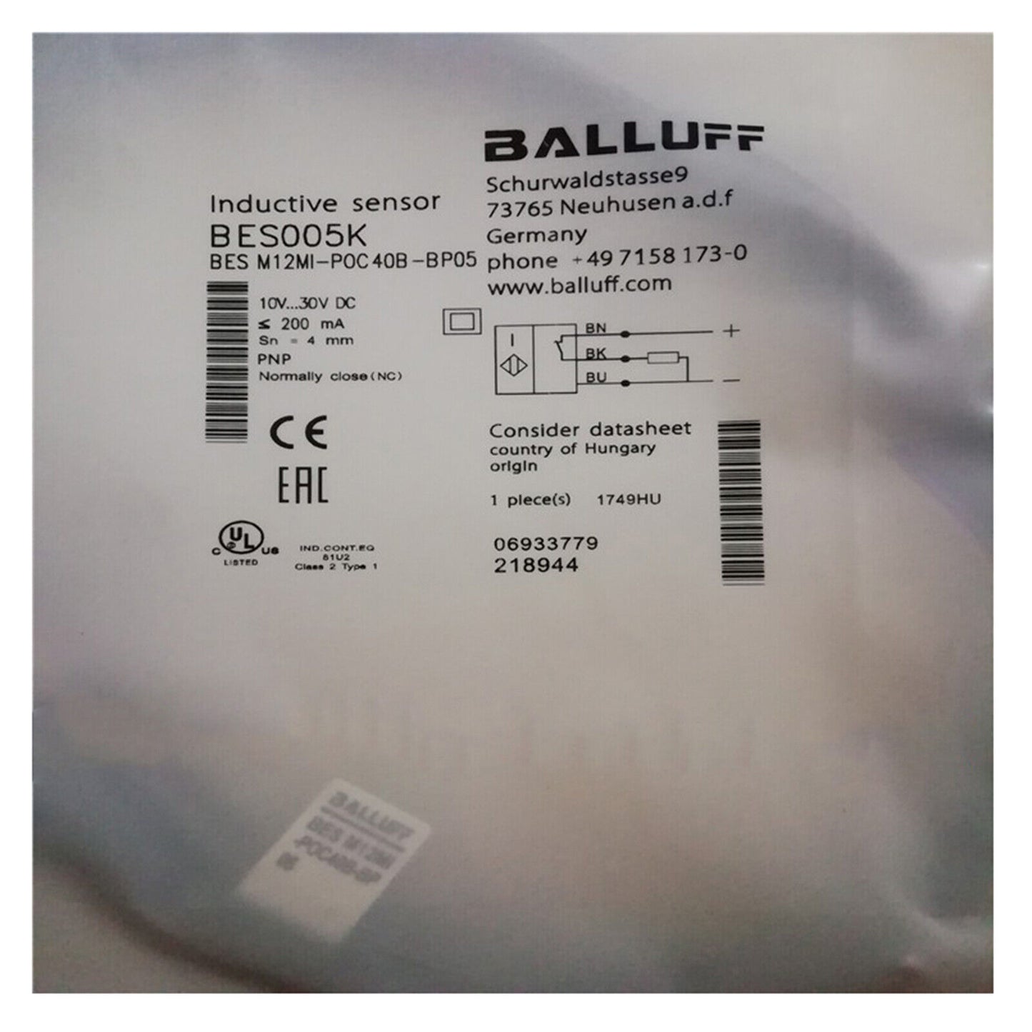 1PC BALLUFF BES M12MI-POC40B-BP05 Proximity Switch Pro - BALLOFF